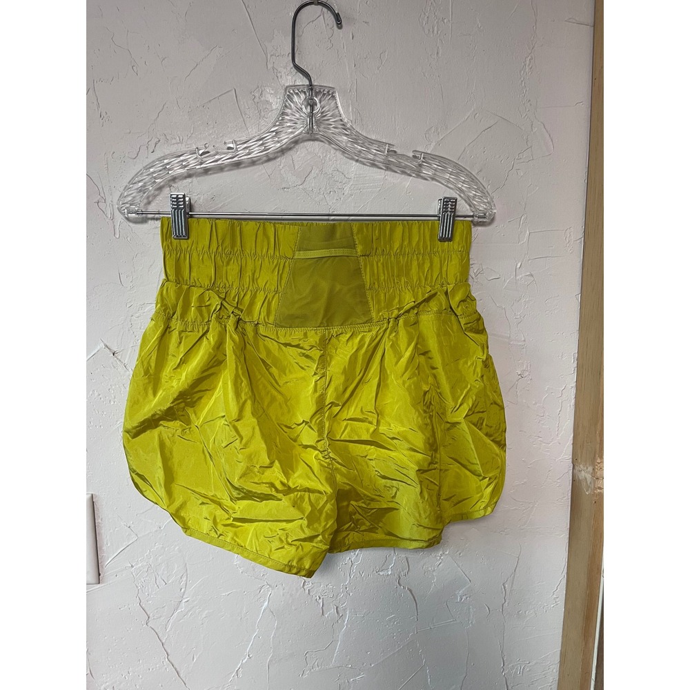 FP Movement The Way Home Shorts Chartreuse Green High Rise Smocked Waist Medium - Picture 4 of 5